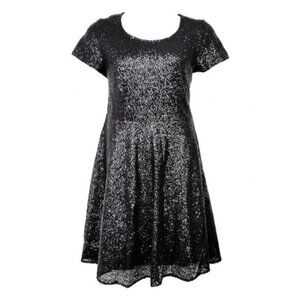 Torrid Womens Short Sleeve Black Sequin Cutout Skater Dress Size 12